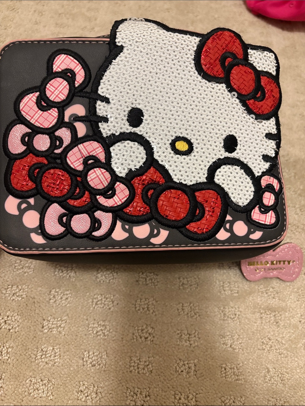 Hello Kitty Black Crossbody Bag with Red and Pink Accents